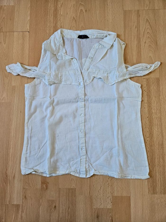 Blouse chemise jaune clair épaules dénudées taille 36 Jennyfer - photo numéro 5