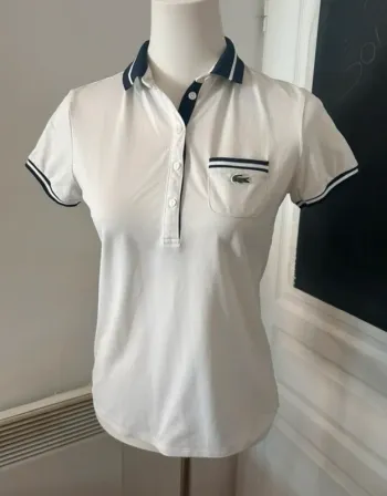 Lacoste, polo, t-shirt, haut blanc, femme, taille S/36