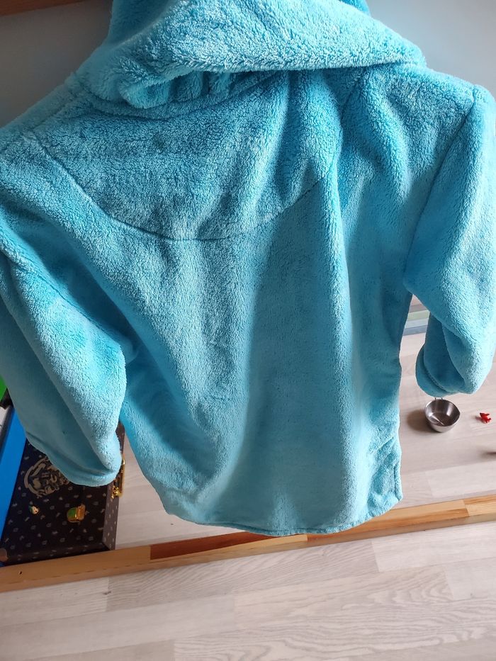 robe de chambre en velours turquoise carré blanc grand 8ans (10e) - photo numéro 7