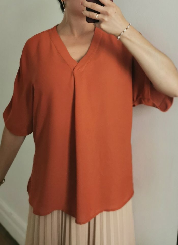 Blouse t-shirt orange orchre - photo numéro 2