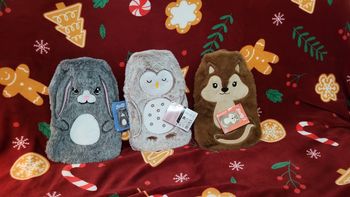 Lot de 3 très grandes bouillottes chouette hibou, écureuil et lapin betty's neuves étiquetées