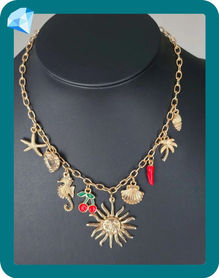 Collier trésors du monde dorée rouge 36-43cm