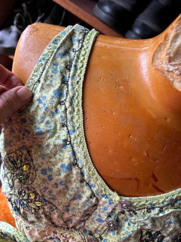 Crop top vert sequins dentelle - photo numéro 10