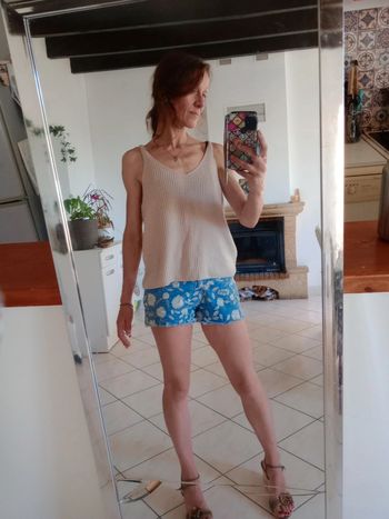 Top femme M mailles vieux rose c84