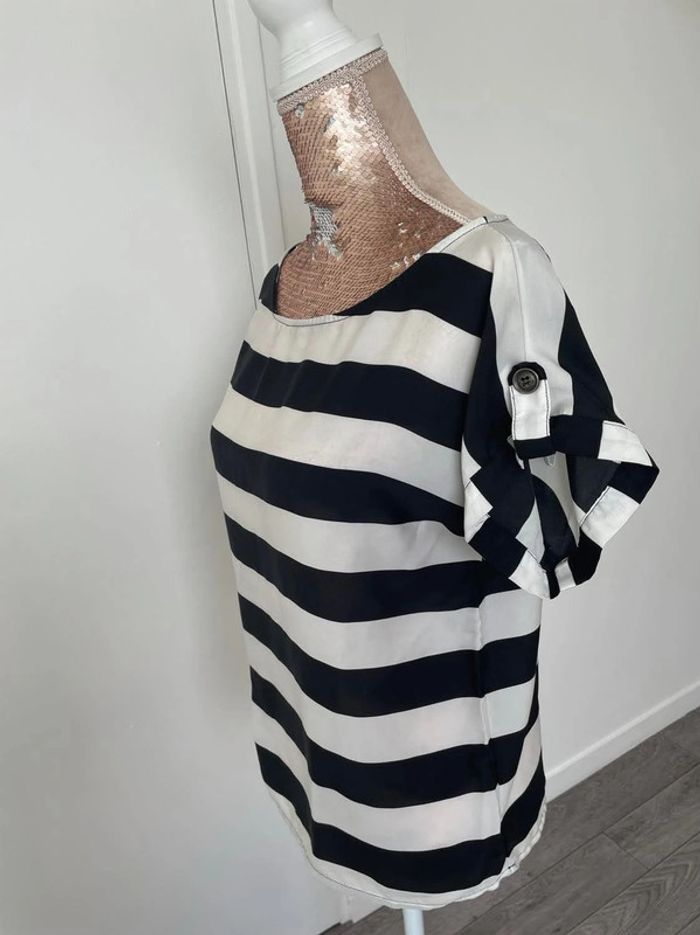 Blouse manches courtes fluide Suite Blanco noir et blanc XS - photo numéro 4
