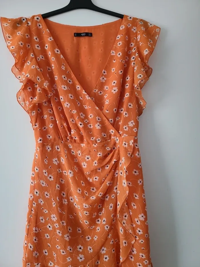 Robe orange a fleurs Mango - photo numéro 2