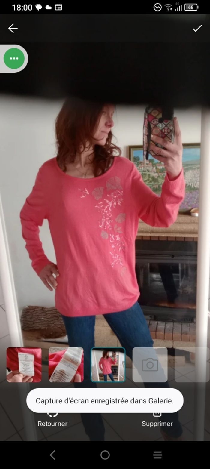 Pull femme 44 rose détails pailletés sequins c79 - photo numéro 10