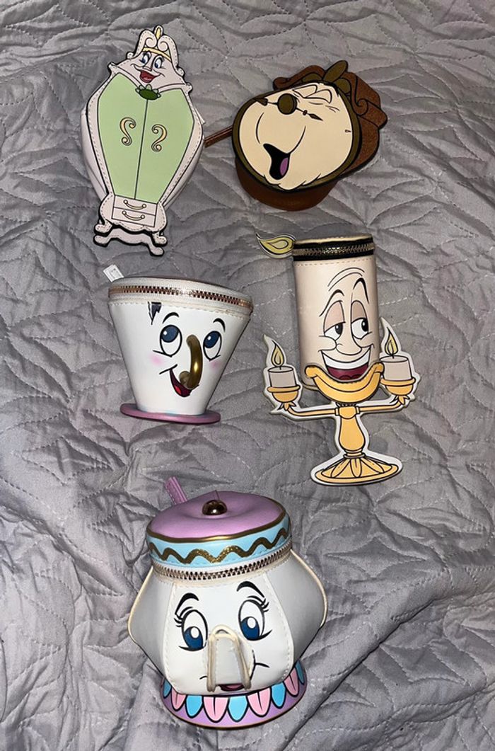 Lot de 5 porte monnaie La belle et la bête Disney