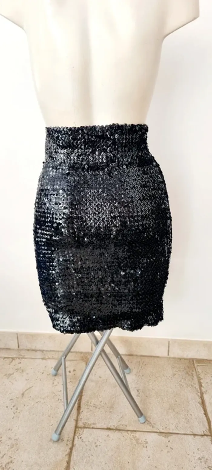 Jupe tube noire sequins kookai 36 - photo numéro 5