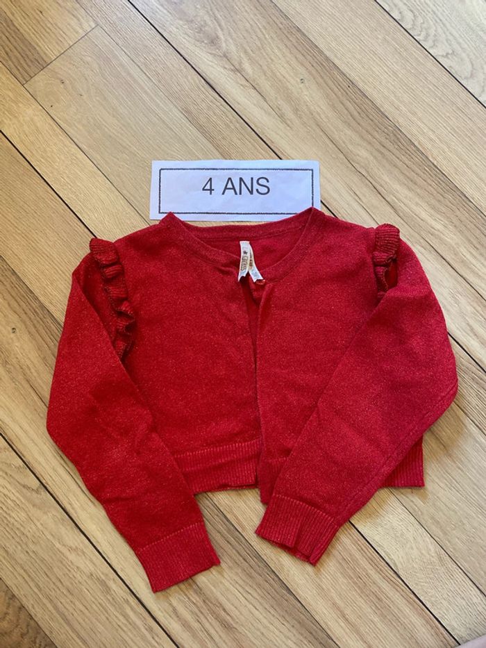Gilet court rouge paillettes