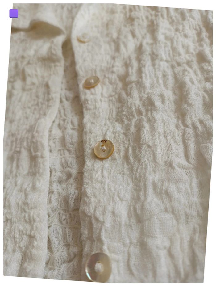 Chemise bonne qualité douce texturée blanche manches courtes mignon cute kawaii feminin - photo numéro 3