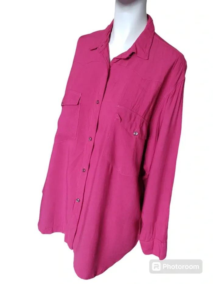 Chemise chemisier tunique printemps automne rose fushia framboise