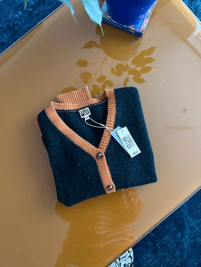 Cardigan bonton noir et marron - photo numéro 4