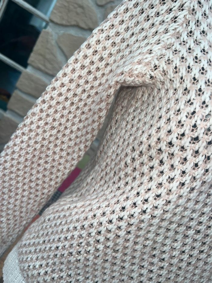 Pull femme rose blanc laine taille M 38 hiver in extenso - photo numéro 2