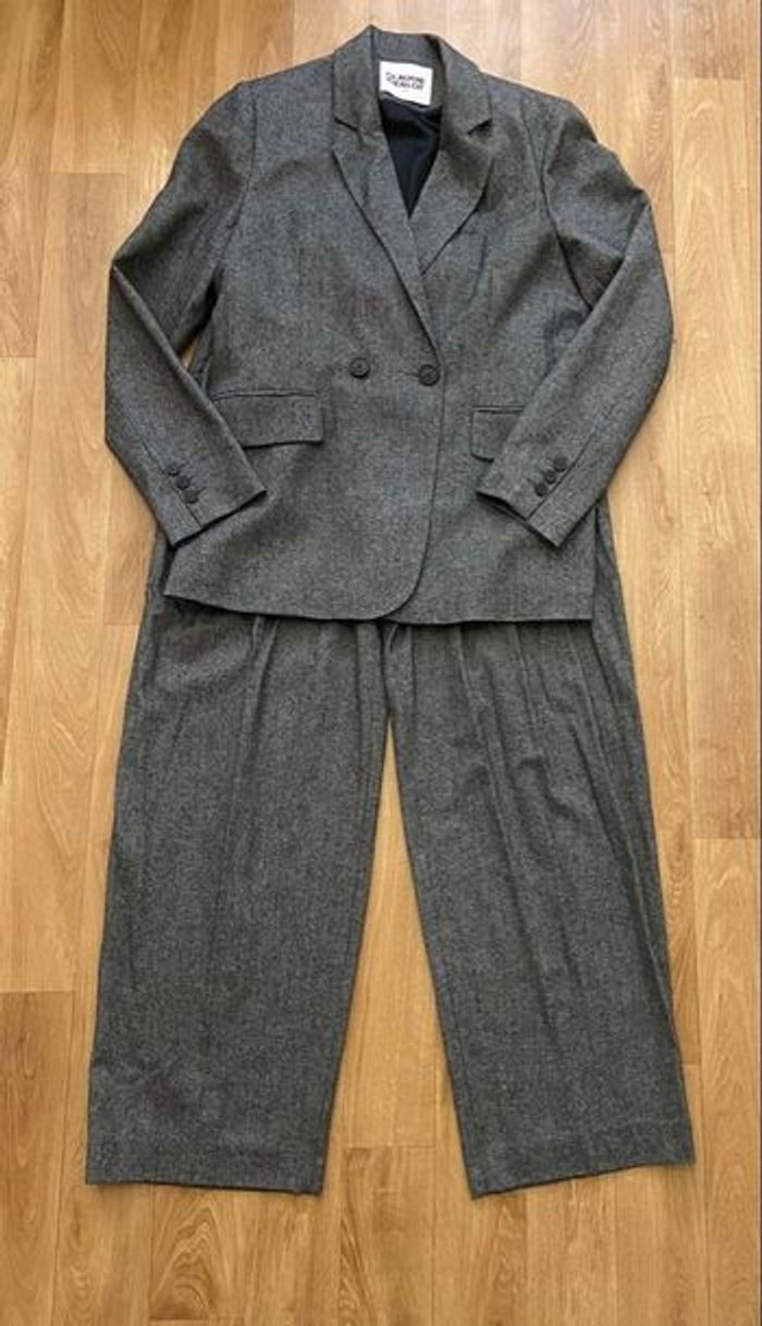 Ensemble tailleur gris chiné laine 40