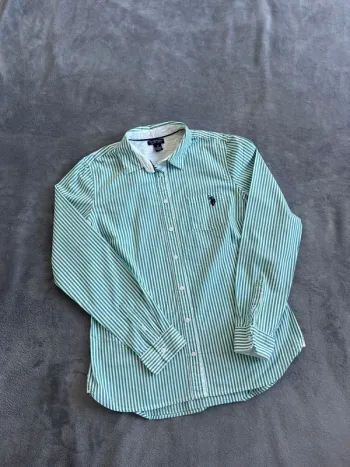 Chemise Polo Ralph Lauren Rayée Vert & Blanc – Taille S