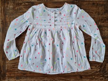 Blouse blanche avec gouttes multicolores 7/8 ans