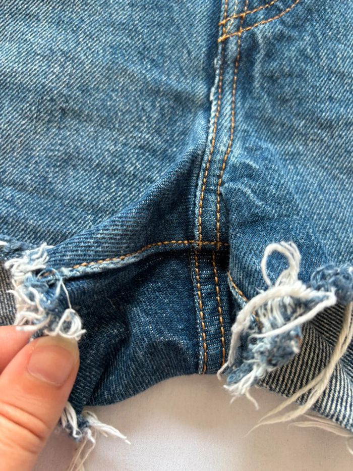 Short Levi’s 501 mini court bleu frange effiloché – taille haute style destroy Levi’s Premium L/40 - photo numéro 3