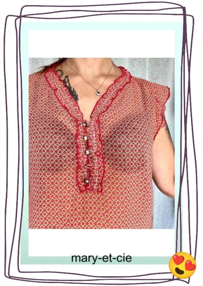 SOLDÉ - Blouse longue légère manches courtes, avec ceinture taille 44 - photo numéro 6
