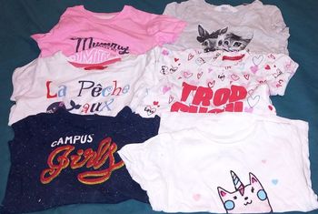 Lot 6 tee shirt fille 2 ans