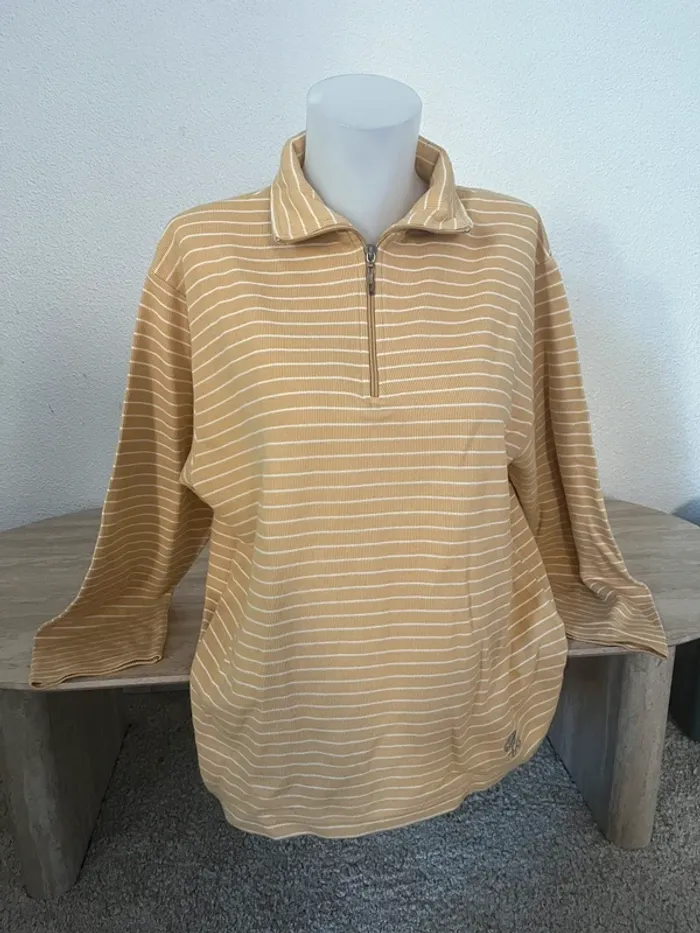 Pull polo manches longues fleur brodé T. 40 L Lady M - photo numéro 1