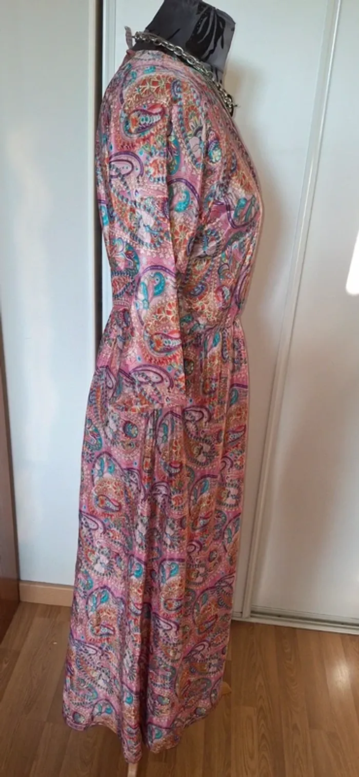 Robe d été rose en soie transparente taille unique - photo numéro 3