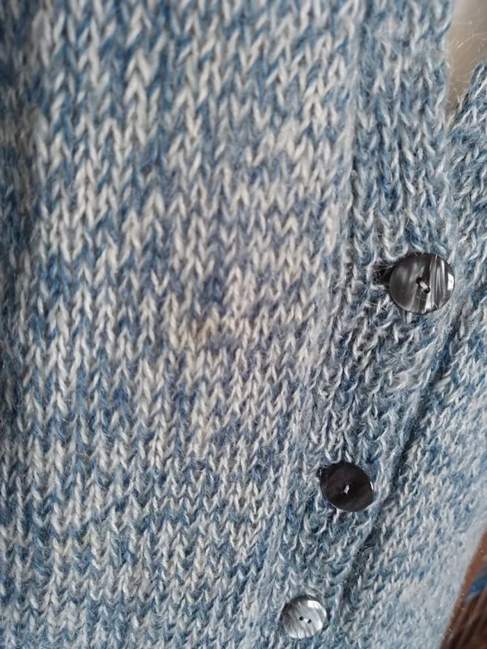 Gilet cardigan boléro fait main chiné gris grey bleu blue - photo numéro 2