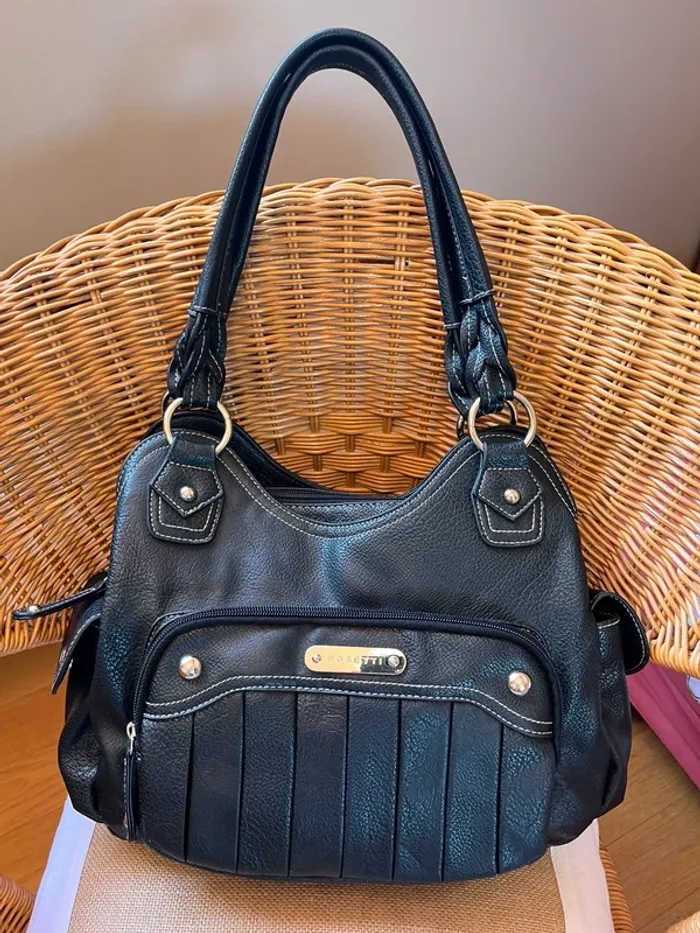 Sac noir vintage y2k marque Rosetti en cuir parfait état [ref2506SBl82] - photo numéro 10