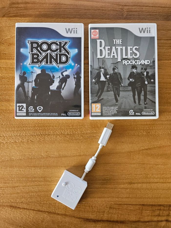 Nintendo Wii # 2 jeux Rockband + Adaptateur pour WiFi #