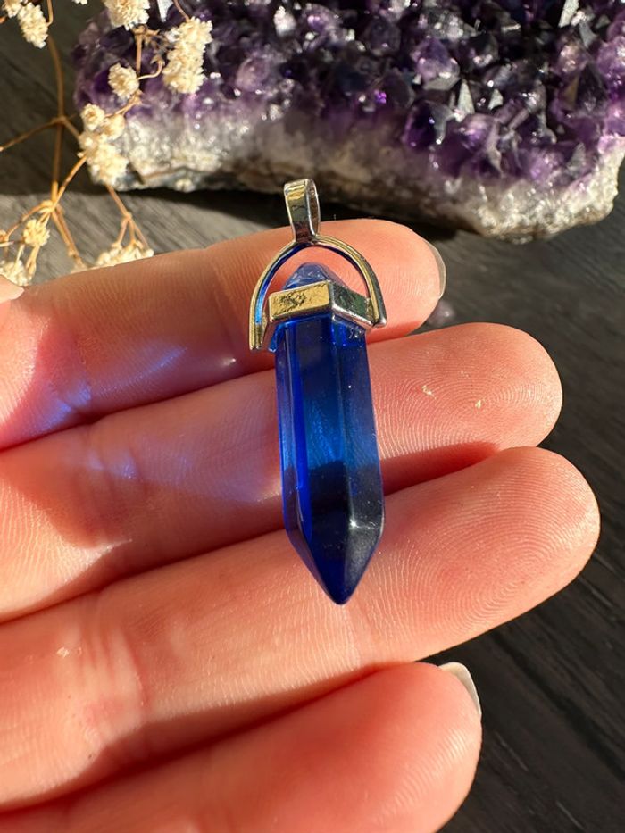 Pendentif pendule en cristal bleu - pierre naturelle - photo numéro 6