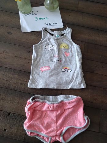 Ensemble été débardeur et short bébé fille 9 mois