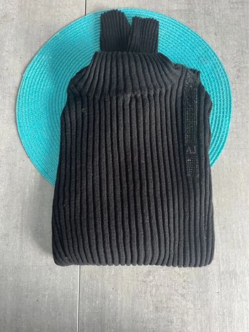 🖤  Pull Côtelée Noire à Col Roulé AJ Armani Jeans
