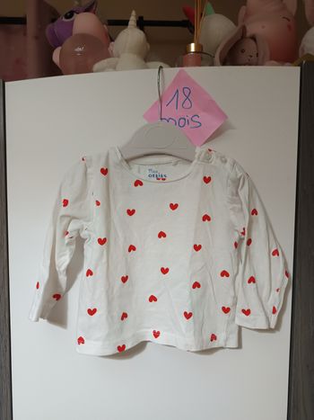 T-shirt blanc coeurs 18 mois 