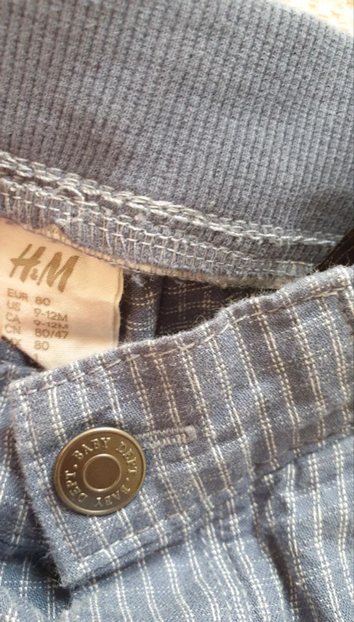 Short rayé bleu blanc, taille 9 - 12 mois, H&M - photo numéro 2