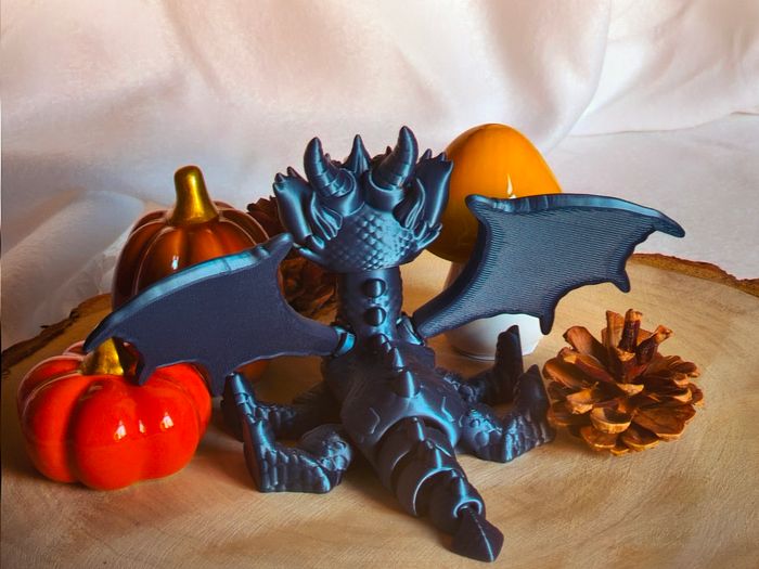 Dragon Ailé Articulé Metal Bleu 12 cm - photo numéro 3