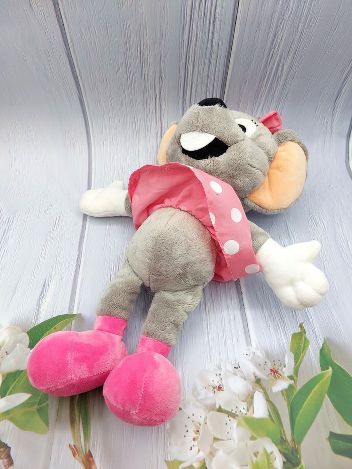 Peluche doudou souris Edda Europa Park grand modèle 38 cm Rudolf Schaffer collection robe rose pois - photo numéro 5