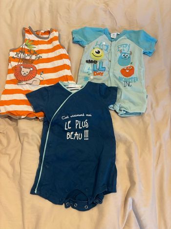 Lot de combinaisons shorts été manches courtes garçon 6 mois  