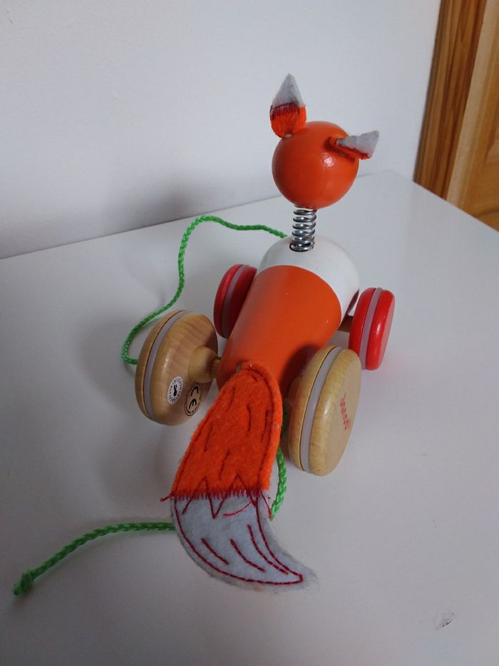 3 jouets en bois Janod : puzzle, culbuto et renard à promener - photo numéro 6