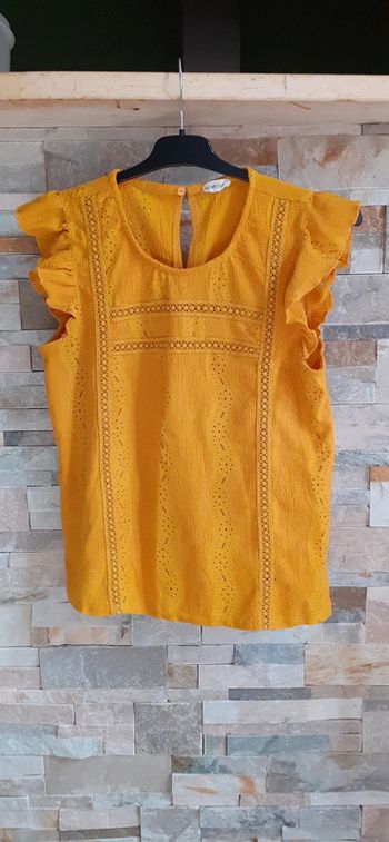 Blouse Broderie anglaise jaune moutarde T 36