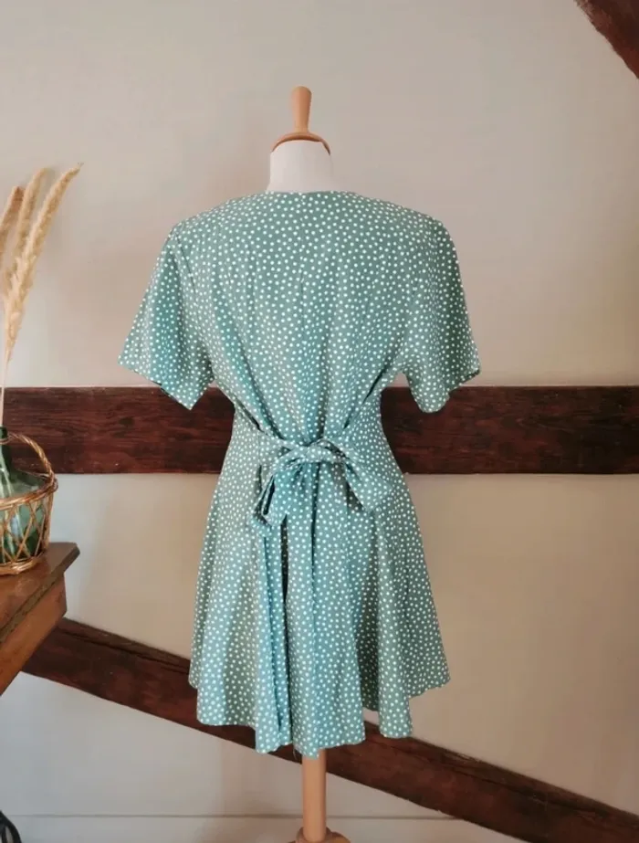 Robe à pois verte viscose - photo numéro 4
