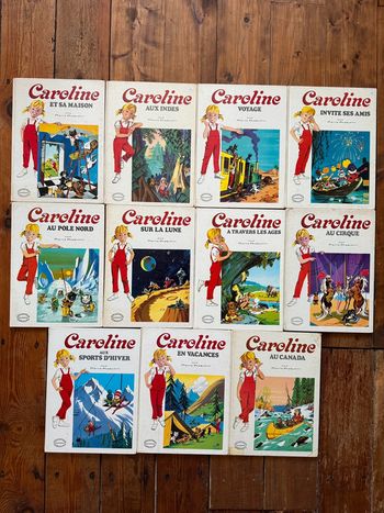 BE - Lot de 11 livres Caroline bd Grands albums Hachette anciens vintage blanc