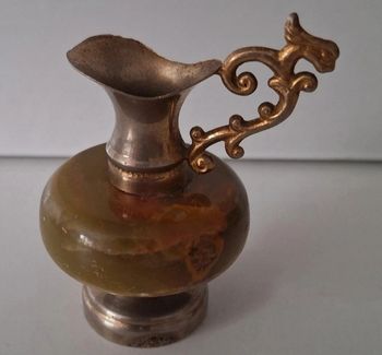 Petit vase vintage qui se démonte en métal et pierre