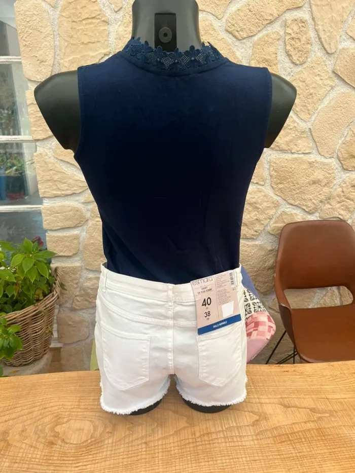 Short en jean femme été blanc taille M 38 - 40 esmara neuf étiqueté - photo numéro 5