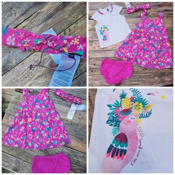 Magnifique ensemble 4 pièces Sergent Major, robe+ culotte+ tee-shirt+ bandeau, 12 mois (1ans)