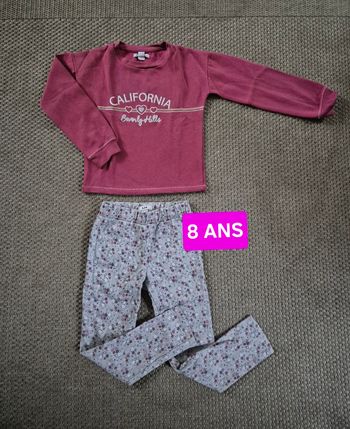 Ensemble sweet bordeaux + leggings à fleurs - 8 ans