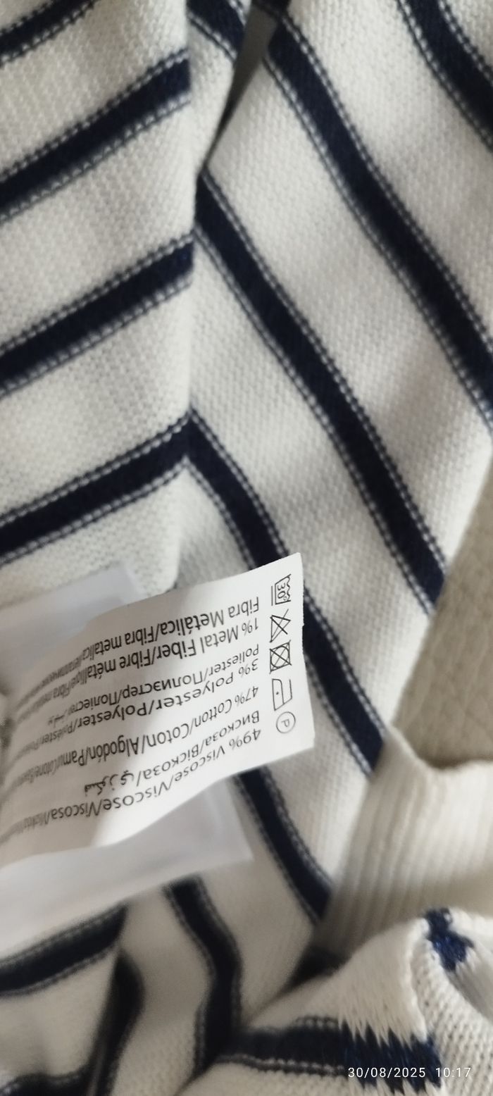 Pull à rayures écru et bleu marine 3XL - photo numéro 7