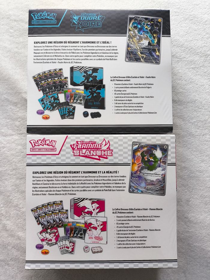 Lot 2x Coffrets Dresseur d'Élite Pokémon EV10.5 – Foudre Noire & Flamme Blanche - photo numéro 2