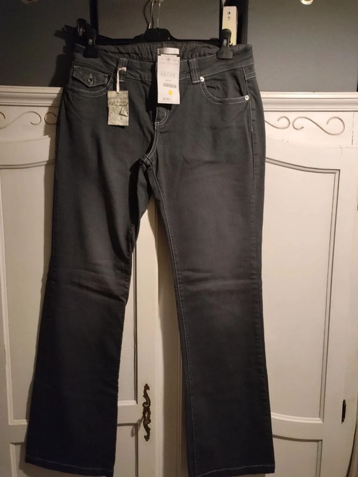 Pantalon jean gris Promod a jambes larges neuf avec étiquette taille 42