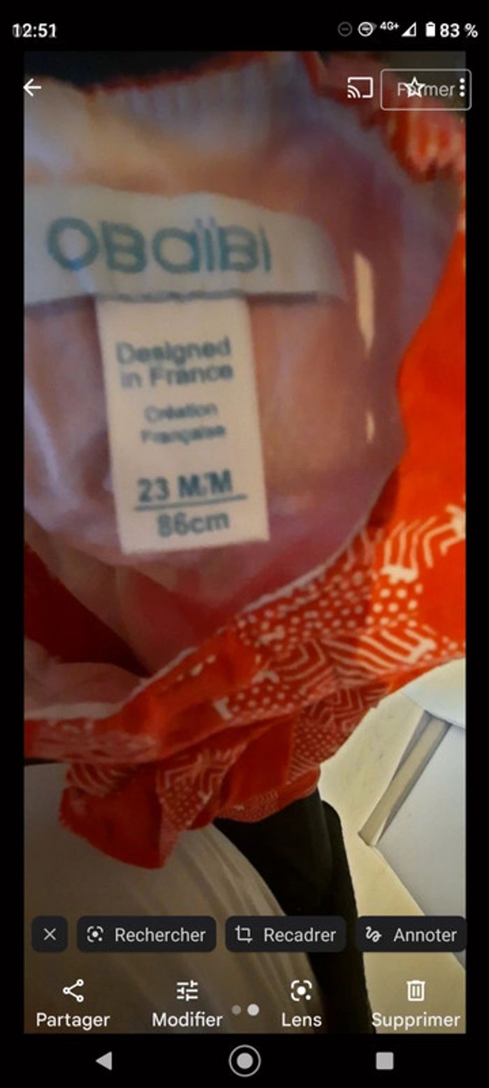 Robe d'été rouge motifs fleurs blanches Obaibi - photo numéro 2