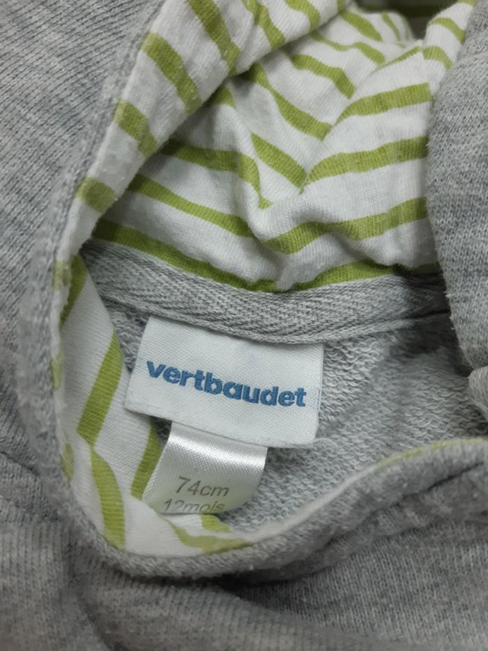 Sweat gris à capuche Vertbaudet 12 mois - photo numéro 5